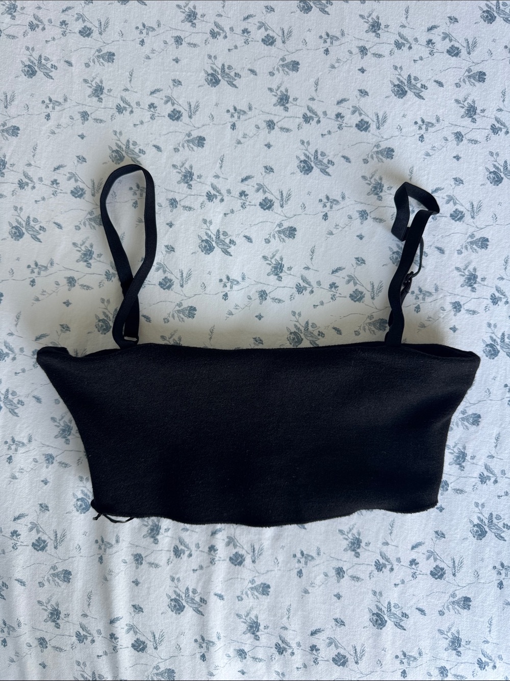 Zara Black Strapless Bandeau Crop Top with Adjustable Straps size S